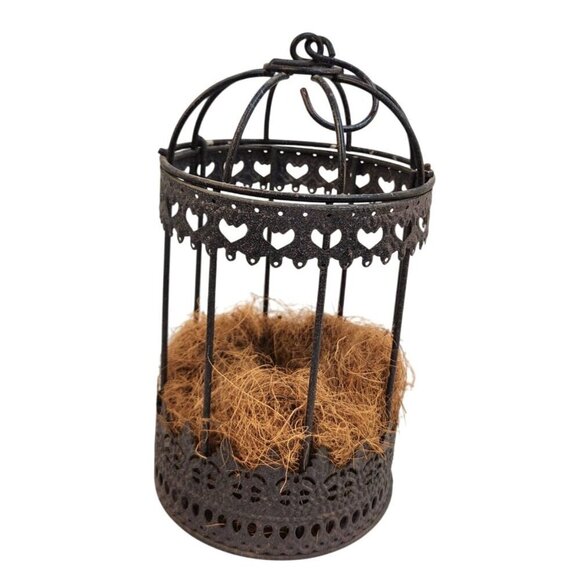Hanging Metal Bird Cage Planter With Coco Liner Insert For Indoor/Outdoor Decor - Picture 3 of 8